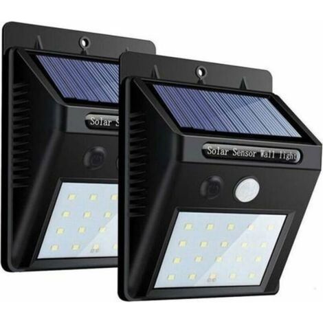 Lampe solaire extérieure - - Lot de 2 - 20 LED - Détecteur de mouvement - Étanche IP65 - Éclairage sans fil (1/4)