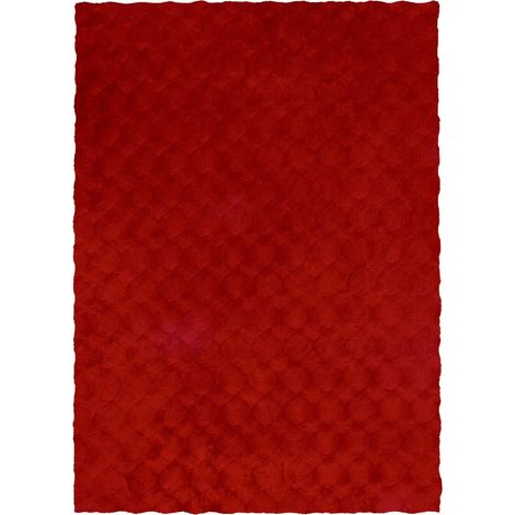 Tapis shaggy rouge doux et résistant haute densité - 150 x 80 cm (1/5)