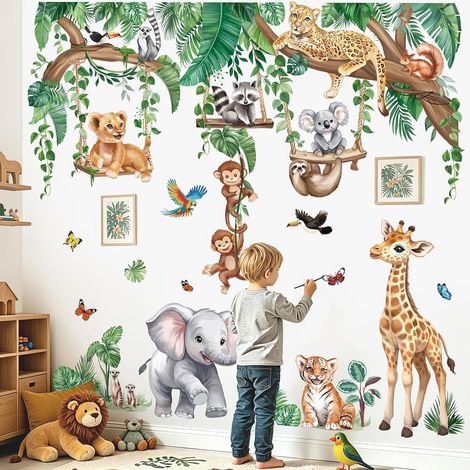 Stickers Muraux Animaux Jungle Arbre Branche Autocollants Muraux (1/5)