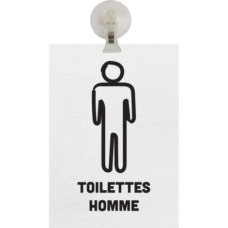 Panneau PVC "TOILETTES HOMME" fond blanc format A5 avec fixation ventouse (1/4)