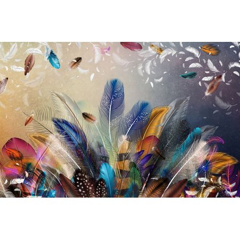 Papier peint panoramique - Plumes Colorées - 130 cm x 84 cm (1/2)