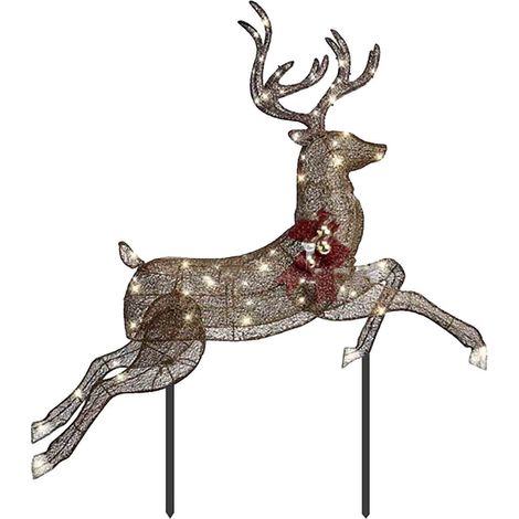 Renne De Noël Lumineux - Décoration Extérieure Pour Jardin Et Cour - Ensemble De 3 Pièces Avec LED - Résistant Aux Intempéries