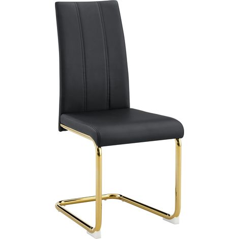 Silla de comedor moderna negra de piel sintética y metal MODENUIT (1/5)