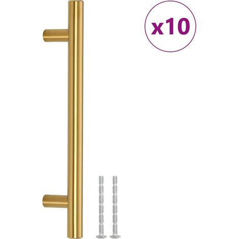 vidaXL Tiradores para armarios 10 uds acero inoxidable dorado centro del orificio 128 mm longitud total 192 mm (1/2)