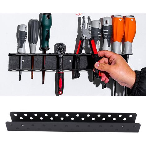 Nouveau support mural de rangement pour outils de réparation en acier allié, destiné à un usage domestique, comprenant des panneaux perforés et des pinces. (1/5)