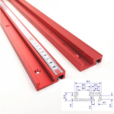 Rail d'onglet à rainure en T, 45 type - Rail de guidage en T en aluminium - Pour le travail du bois, scie circulaire de table - Mini rail en T pour fixation de clôture (1000 mm) (1/5)