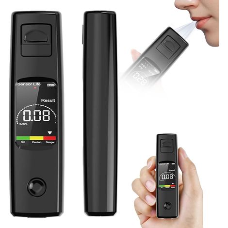 Éthylotest sans contact avec la bouche, alcootest précis avec écran LCD, alcootest hygiénique avec mode d'alarme à 3 couleurs pour voiture et maison, testeur portable (1/5)