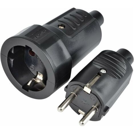 Lot de 2 Fiches Prise Femelle 250V Incassable et Stable Prise Double Jeu de Fiches Mâle et Femelle（1 pcs） (1/5)