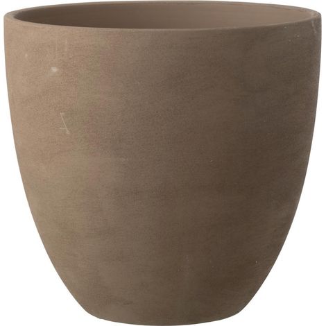Cache-Pot Rond en Céramique "Terra" 36cm Taupe (1/3)