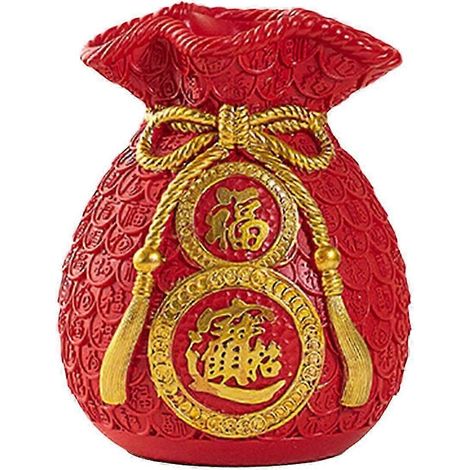 Vase porte-bonheur, décoration du Nouvel An chinois 2024, figurine, cadeau, vase multifonctionnel, pot de fleurs pour la maison, le bureau ou l'extérieur-Red (1/5)