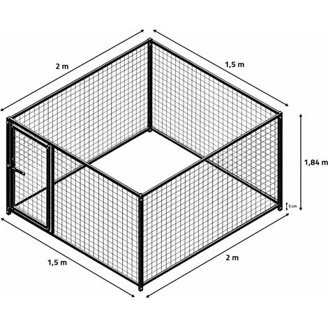 Kit chenil maille carrée avec panneaux 1,50 m et 2 m