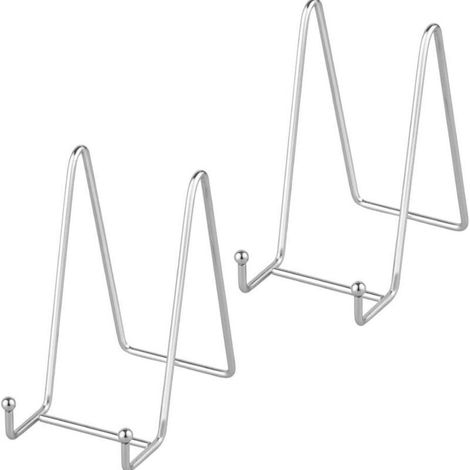 Porte Assiette Chevalet Support Presentoir - 2 Pièces Argenté Metal Support Assiette Decorative (1/4)