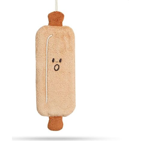Serviette de toilette mignonne avec boucle de suspension, serviette absorbante en polaire corail microfibre, convient pour la cuisine, la salle de bain et la chambre, 15 x 25 cm, en forme de rouleau à