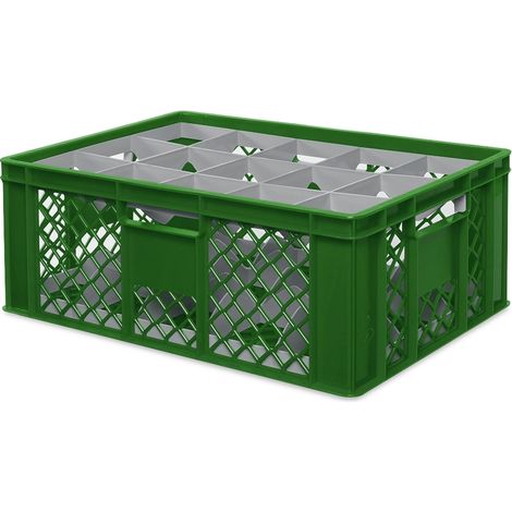 BRB Gläserkiste 600x400 mm für 15, 24, 33 oder 40 Gläser, farbig (Grün, für 15 Gläser Ø 109 mm, Glashöhe max 205 mm)