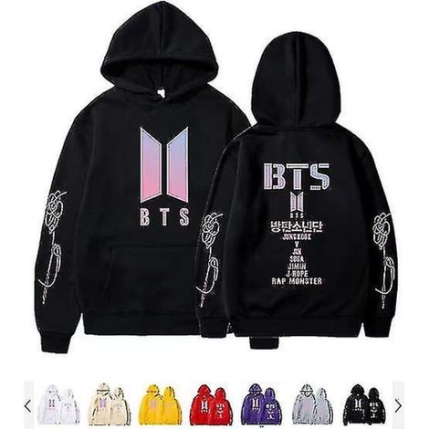 Hoodie BTS unisexe décontracté, sweat à capuche cosplay noir, haut de costume taille L, vêtement de rue tendance, pull molletonné pour fan, tenue de scène (1/3)