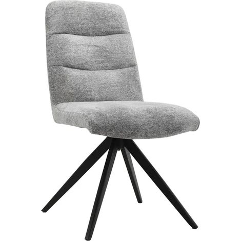 Chaises pivotante 360° tissu doux gris pied croix métal noir - JULIE (1/5)