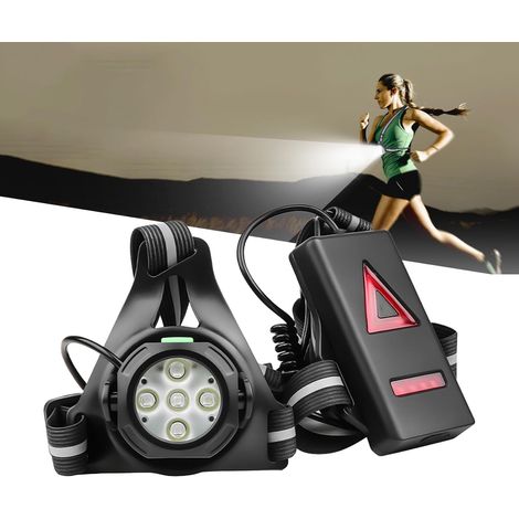 Gilet sportivo luminoso - Attrezzatura di sicurezza notturna a LED - dotato di luce di corsa riflettente con fascio regolabile a 90 gradi - jogging (1/5)