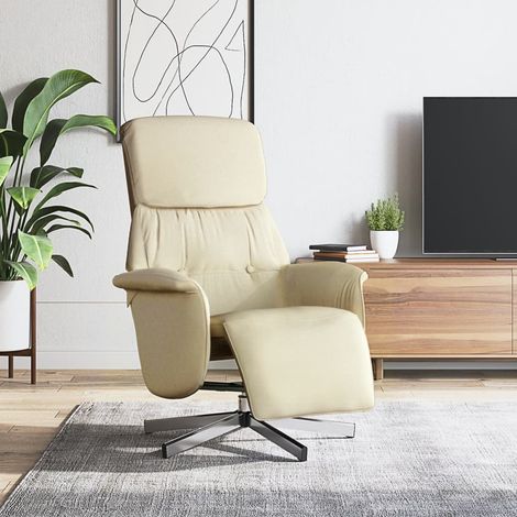 Relaxsessel mit Fußteil Creme Stoff