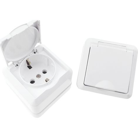 Lot de 2 Prises de Courant Etanches Extérieures Blanc IP44 16A 250V pour Pièces Humides -s'adaptant parfaitement à n'importe quel espace (1/5)