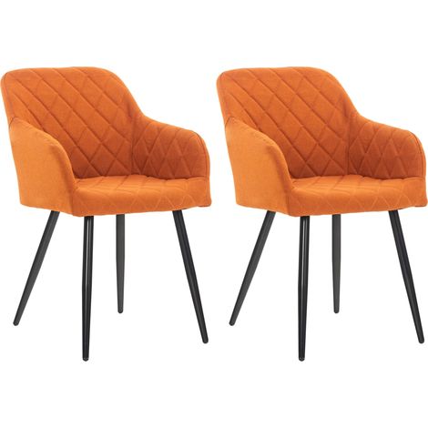 2er Set Esszimmerstuhl Shila orange Stoff