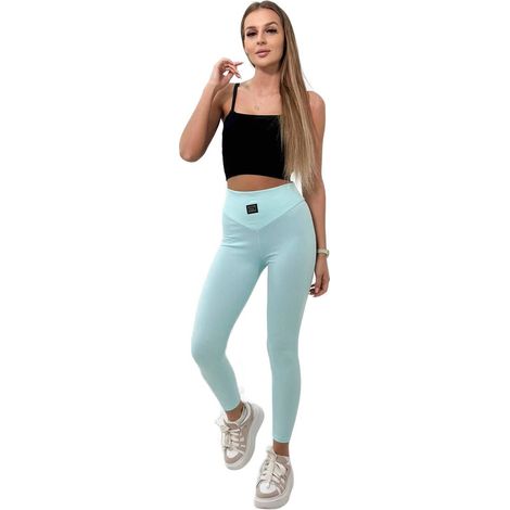 Leggings a coste color menta