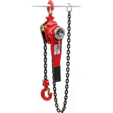 Wiltec Paranco a catena manuale, max 750 kg, con catena di 1,5 m, per sollevamento di carichi pesanti