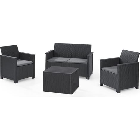 Keter Emma 4 Seater Lounge Set with Storage Table - Grey (1/5)