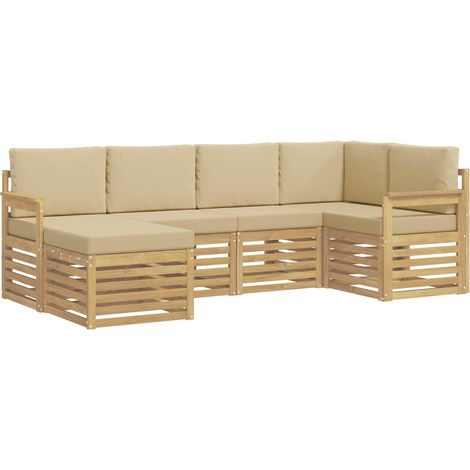 Set di divani da esterno 6 pcs Bianco e Beige vidaXL