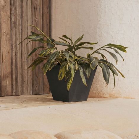 CLAVEL 40 Macetero Cuadrado de Interior y Exterior Para Plantas y Flores Muy Resistente al Paso del Tiempo. Hecho de Polietileno en España - Antracita