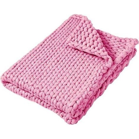 Couverture câline, Couverture tricotée douce, hiver, confortable, couverture légère, couverture chaude en peluche, couverture lestée pour canapé-lit, chaise de canapé, Rose, 50 x 50 cm (1/5)