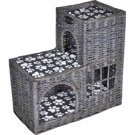 Casa/cama/rascador/castillo para mascotas de sauce con cojín vidaXL