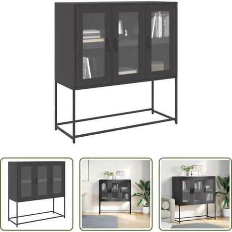 Sideboard - Sideboard Schwarz 100,5x39x107 cm Kaltgewalzter Stahl (1/5)