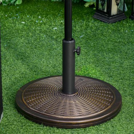 Sonnenschirmständer aus Zement 14kg Rund Schirmständer mit Rattanoptik für Sonnenschirm 35mm/38mm/48mm Rohrdurchmesser