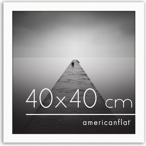 Cadre Photo 40x40 cm Blanc - Cadre Carré 40x40 cm en Bois MDF avec Plexi Poli et Matériel de Suspension Murale (1/5)