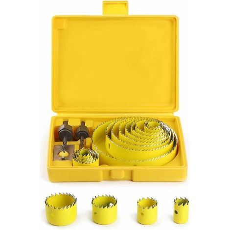 Scie Cloche Coffret,Scies Cloches19-127mm Kit Complet Dans un écrin Avec des Mandrins et des Dispositifs pour Bois Platre Plastique PVC Fabriqué en Acier Trempé de Haute Qualité A3 (1/5)