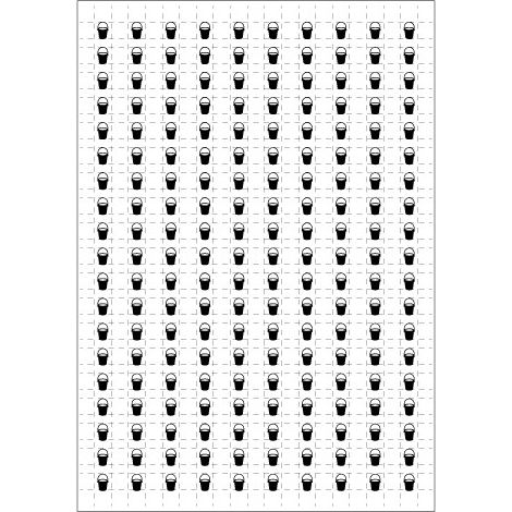 Planche A4 de 190 pictos en 10 x 10 mm Seau ou bac à sable pour plan d'évacuation