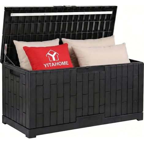 Boîte de Rangement Extérieure en Résine de 450L Pour Meubles de Terrasse, Coussins d'extérieur, Outils de Jardin - Étanche (Noir) (1/5)