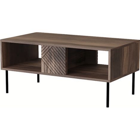 Table basse noir mat 100x55cm avec étagére de haute qualité modèle NOCO couleur Noix (1/2)