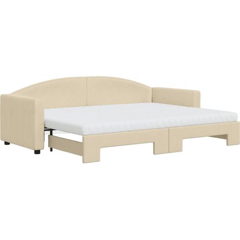 Maison Exclusive - Tagesbett Ausziehbar mit Matratzen Creme 80x20
