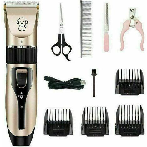 Green Mobility-Tondeuse Chien, Professionnelle tondeuse pour chien pour chats et animaux, Bruit inférieur à 50 db, Piles rechargeables, 5 positions, 4 heures d'utilisation avec Ciseaux et Peigne (1/4)