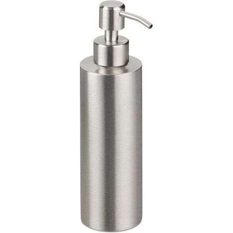 Dispenser di sapone ricaricabile in acciaio inox spazzolato, 350 ml, argento