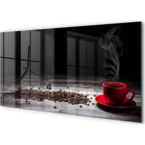 Horloge Murale Horizontale Minimaliste 60x30 cm Verre Décoration Intérieure Café aromatique (1/5)