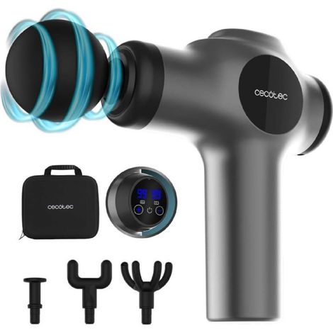 Cecotec Pistola de Masaje Muscular con 4 Cabezales SkinCare Massage Gun. 99 Niveles de Intensidad, Diseño Ligero y Compacto, Uso Sencillo e Intuitivo, Cargador Tipo C, Estuche Almacenamiento (1/5)