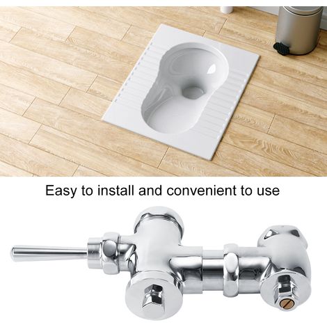 Válvula de descarga retráctil G1in para urinarios de bronce, modelo A4, de accionamiento manual, color plata, distancia entre centros ajustable de 105 a 115 mm, altura de 88 mm. (1/5)