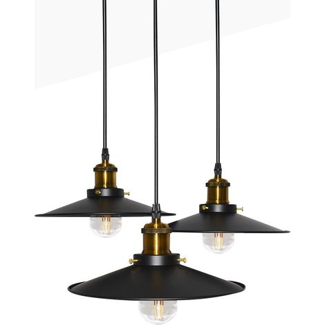 Lámpara Colgante Triple "CLOCK WORK" - Negro