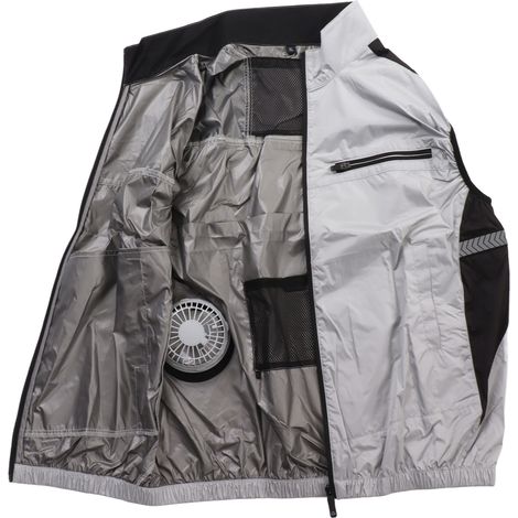 Combinaison rafraîchissante portable avec ventilateur pour l'alpinisme et le travail, taille extra large, gris clair, résistante aux UV, respirante et hypoallergénique. (1/5)