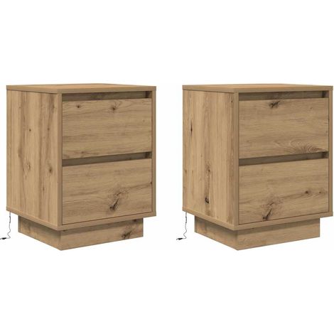 Mesitas de noche con luces LED 2 uds roble artisan 38x34x50 cm vidaXL (1/4)