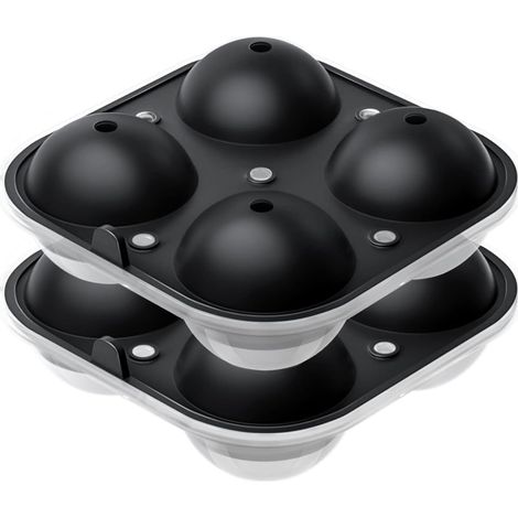 Moule à glaçons en silicone, 2 bacs à glaçons ronds de grande taille avec entonnoir et couvercle, idéal pour le whisky, le champagne, les cocktails, la bière, les boissons glacées et les glaces. (1/5)
