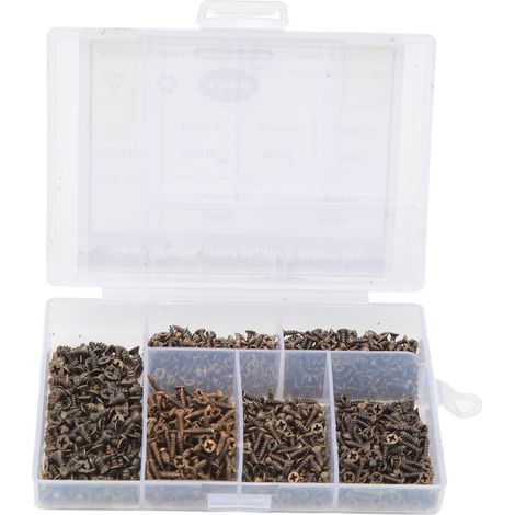 Kit 1200 vis autoforeuses fraisées cruciformes M2 et M2.5 pour menuiserie, lot de fixations miniatures (1/5)