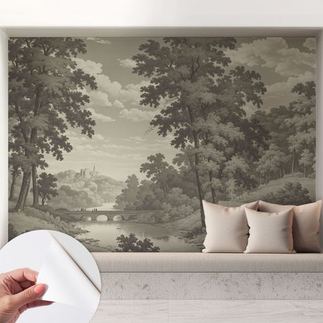 Selbstklebend Tapete - abwaschbar - Raumgestaltung  Schlafzimmer Wohnzimmer Tapete Schloss und Brücke 208x146 cm (1/5)